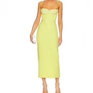 Bardot midi dress in yellow